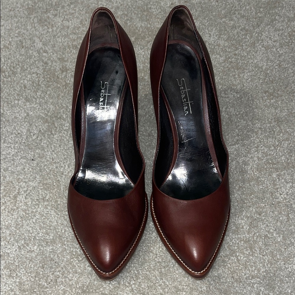 Sophisticated Brown Leather Heels with Classic Silhouette